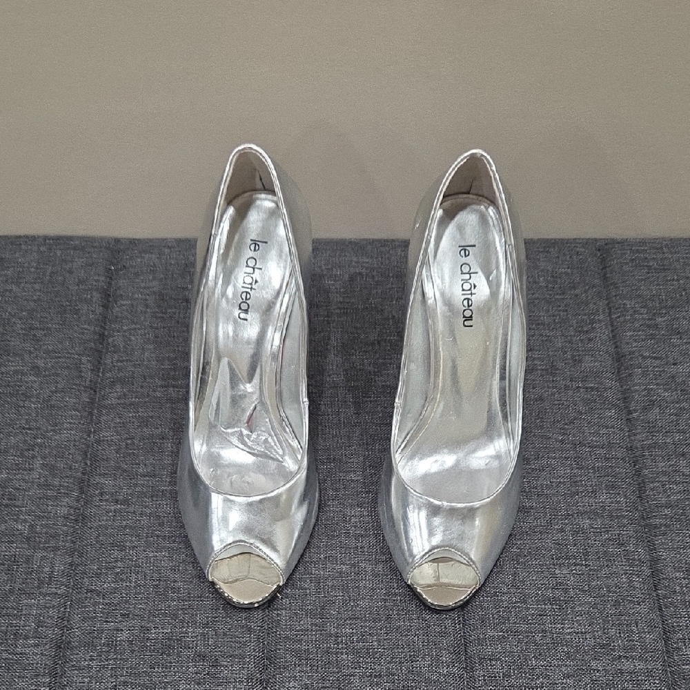 Le Chateau Metallic Silver Heels